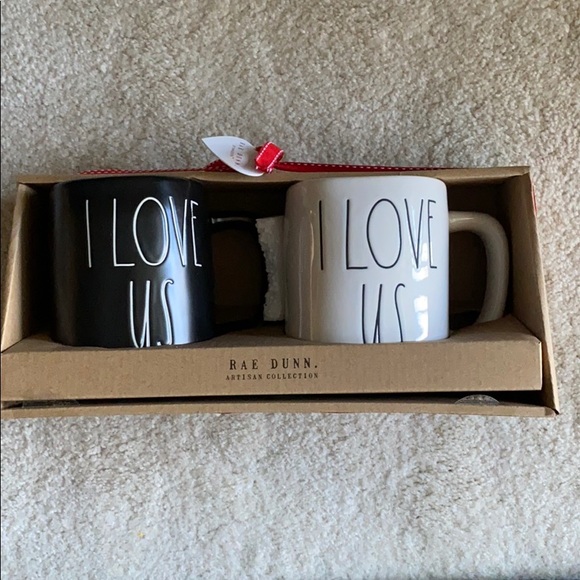 LAST 1 ! NEW Rae Dunn “I Love Us” mug set - Picture 2 of 7
